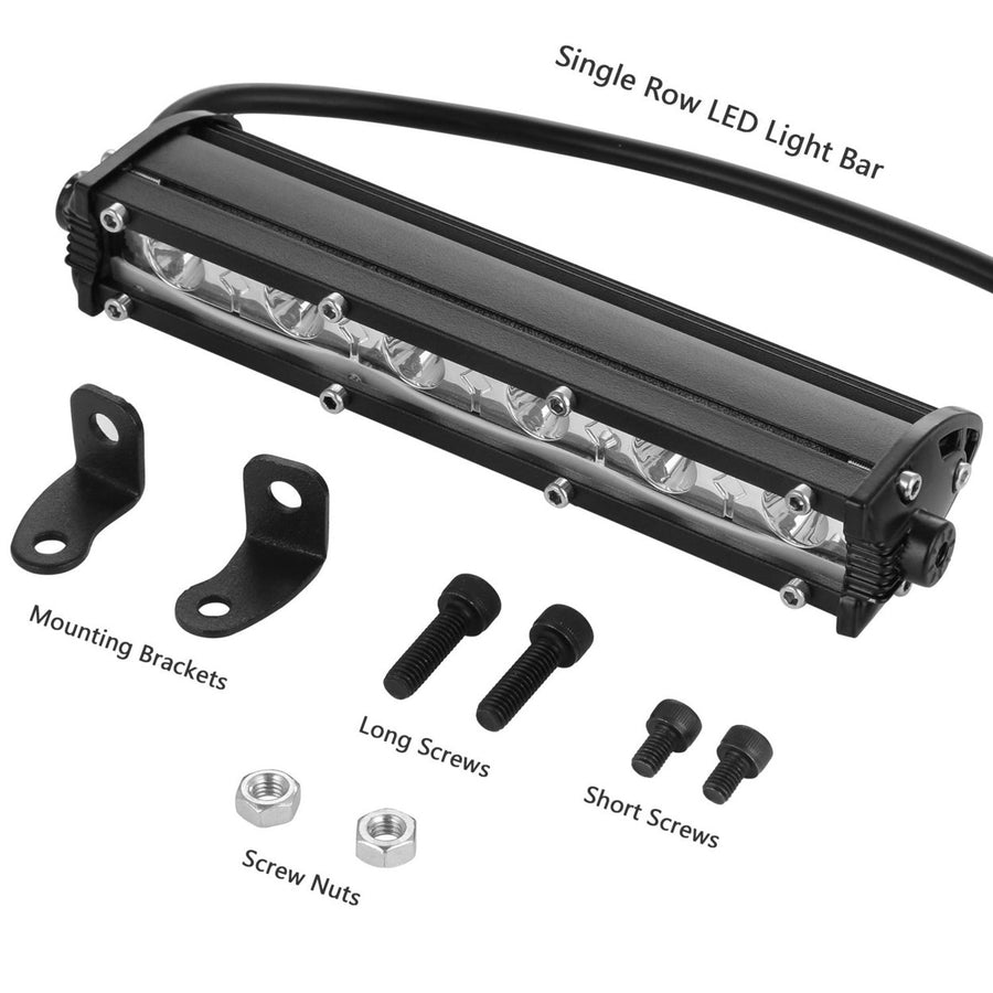 7" LED Light Bar Single Row Offroad Spot Lights 18W Ultra Slim Straight Work Light for Trailer Truck Bus Boat Image 1