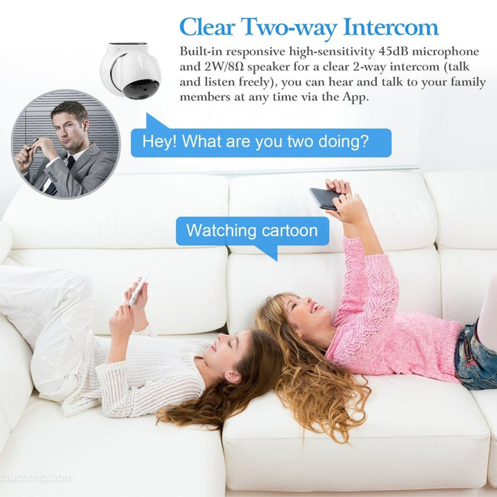720P WiFi IP Camera Motion Detection IR Night Vision Indoor 360 Degree Coverage Security Surveillance App Cloud Image 4