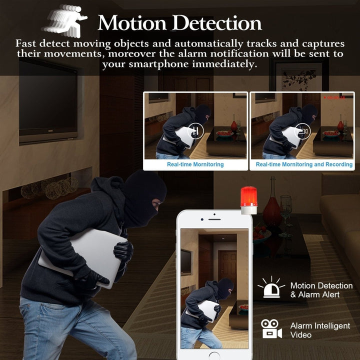 720P WiFi IP Camera Motion Detection IR Night Vision Indoor 360 Degree Coverage Security Surveillance App Cloud Image 11