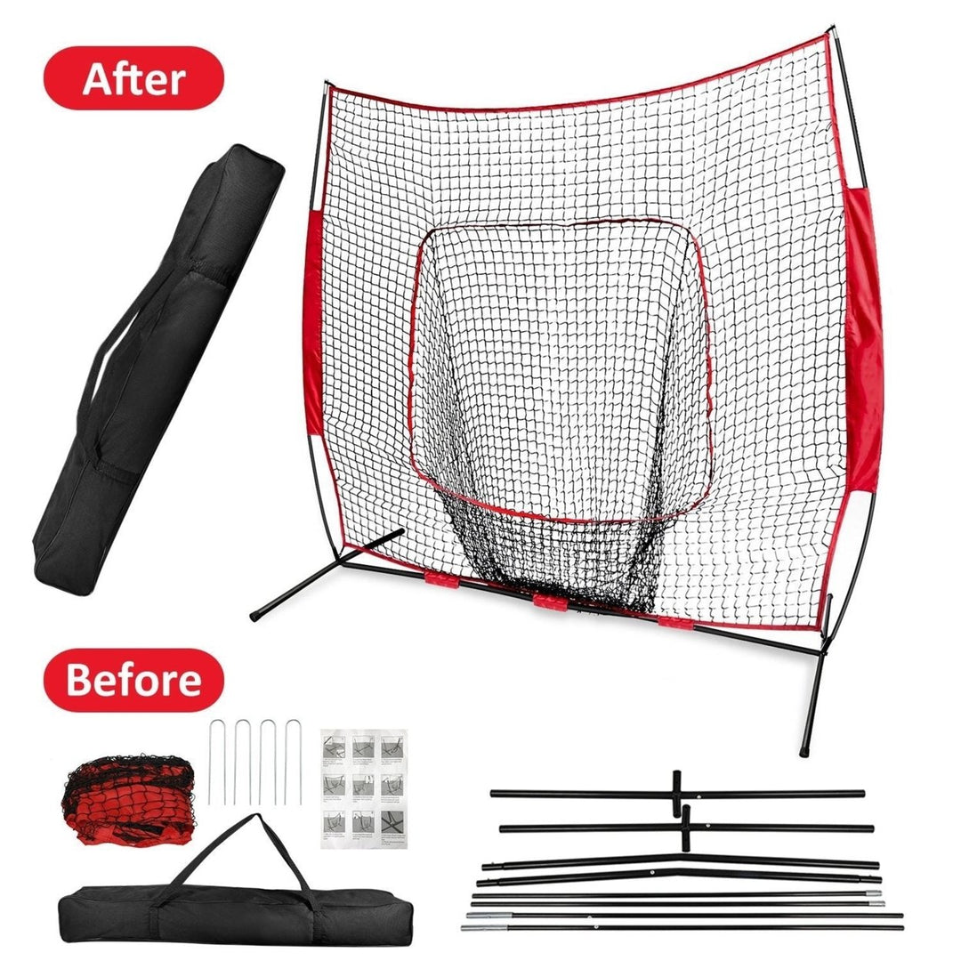 7x7ft Baseball Softball Teeball Practice Net Batting Hitting Pitching Training Net Image 4