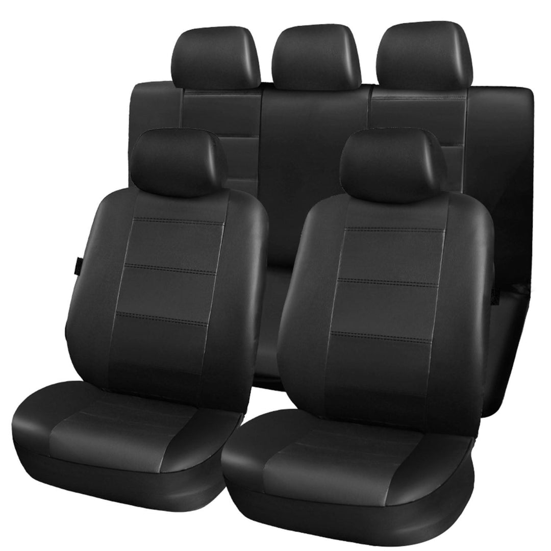 9Pcs Car Seat Cover Set PU Leather Auto Seat Cover Protector Front Back Seat Protector Cushion Image 3