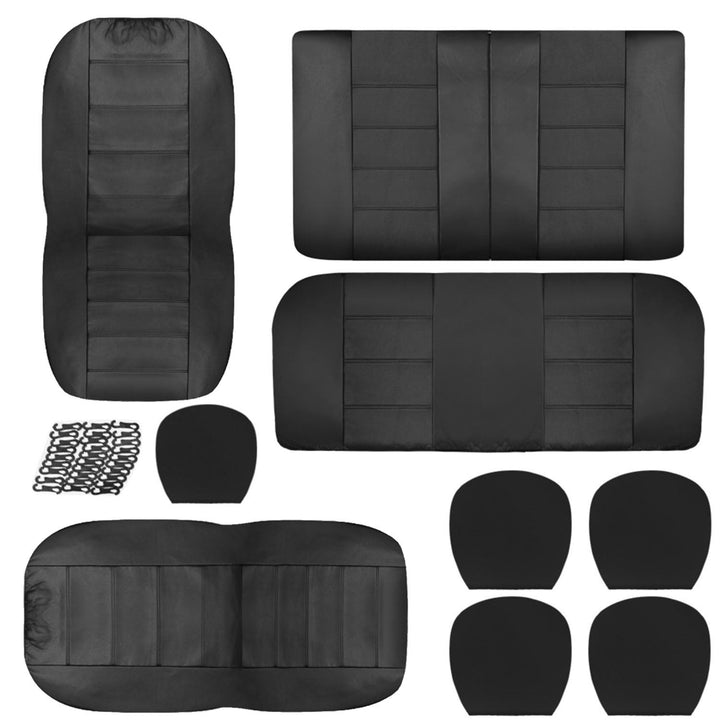 9Pcs Car Seat Cover Set PU Leather Auto Seat Cover Protector Front Back Seat Protector Cushion Image 9