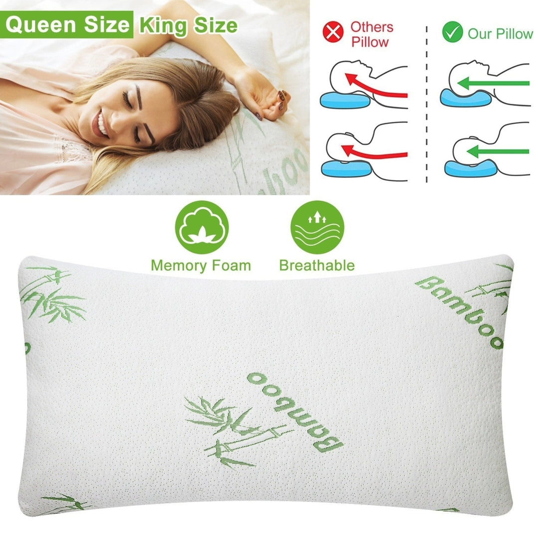 Bamboo Memory Foam Pillow Hypoallergenic Bed Pillow For Head Neck Rest Sleeping Shredded Pillow With Washable Cover Image 1