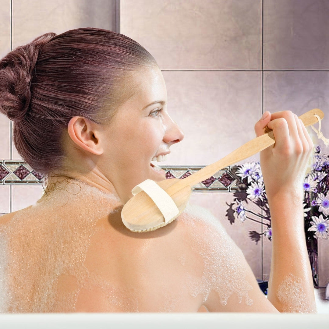 Bath Brush 15" Shower Body Back Scrubber with Long Handle Detachable Brush Image 4