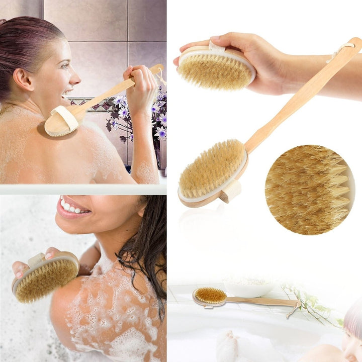 Bath Brush 15" Shower Body Back Scrubber with Long Handle Detachable Brush Image 7