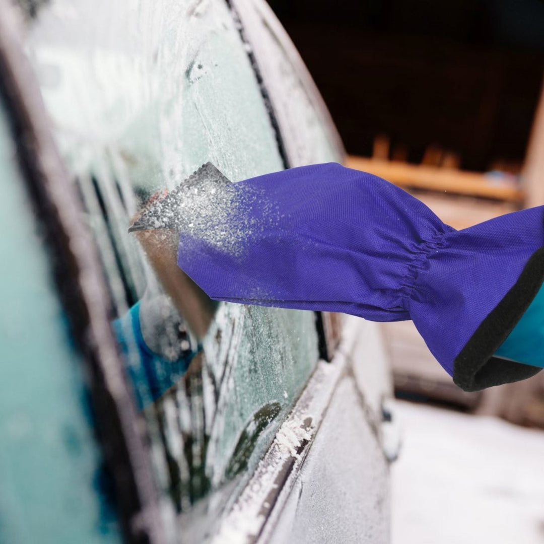 Ice Scraper Glove Car Windshield Snow Scraper Remover Glove Lined of Fleece Winter Ice Scraper Mitt Image 3