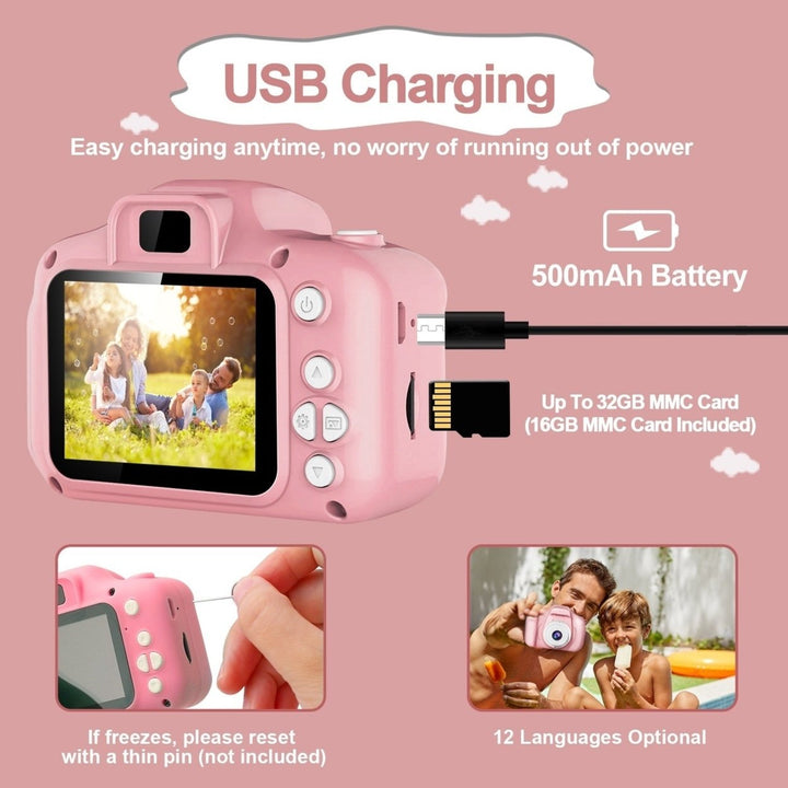 Kids Digital Camera with 2.0 Screen 12MP 1080P FHD Video Camera 4X Digital Zoom Games Image 4