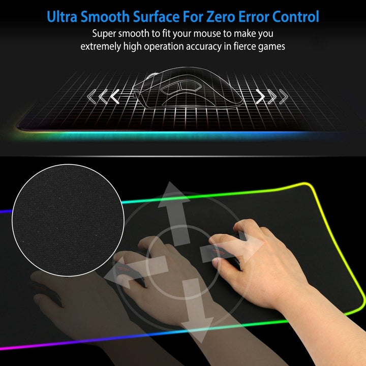 Large LED Gaming Mouse Pad RGB Computer Keyboard Mouse Mat with 10 Light Modes Non-Slip Rubber Base Image 3