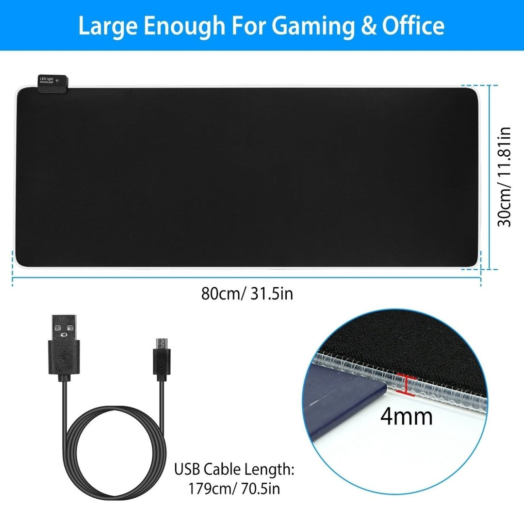 Large LED Gaming Mouse Pad RGB Computer Keyboard Mouse Mat with 10 Light Modes Non-Slip Rubber Base Image 4