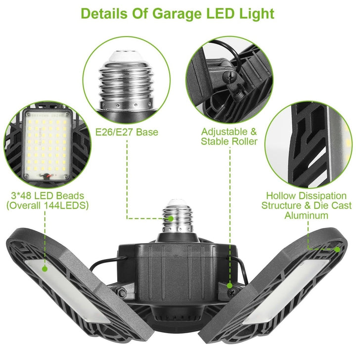 LED Garage Light E26 E27 80W 7000LM 6500K Garage Ceiling Light Deformable Workshop Lamp LED Ceiling Light Bulbs Image 3