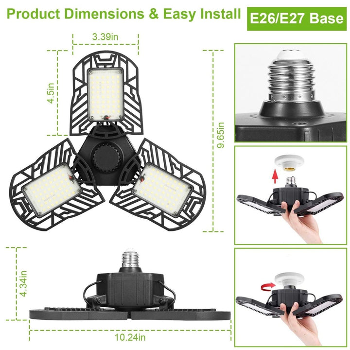 LED Garage Light E26 E27 80W 7000LM 6500K Garage Ceiling Light Deformable Workshop Lamp LED Ceiling Light Bulbs Image 7