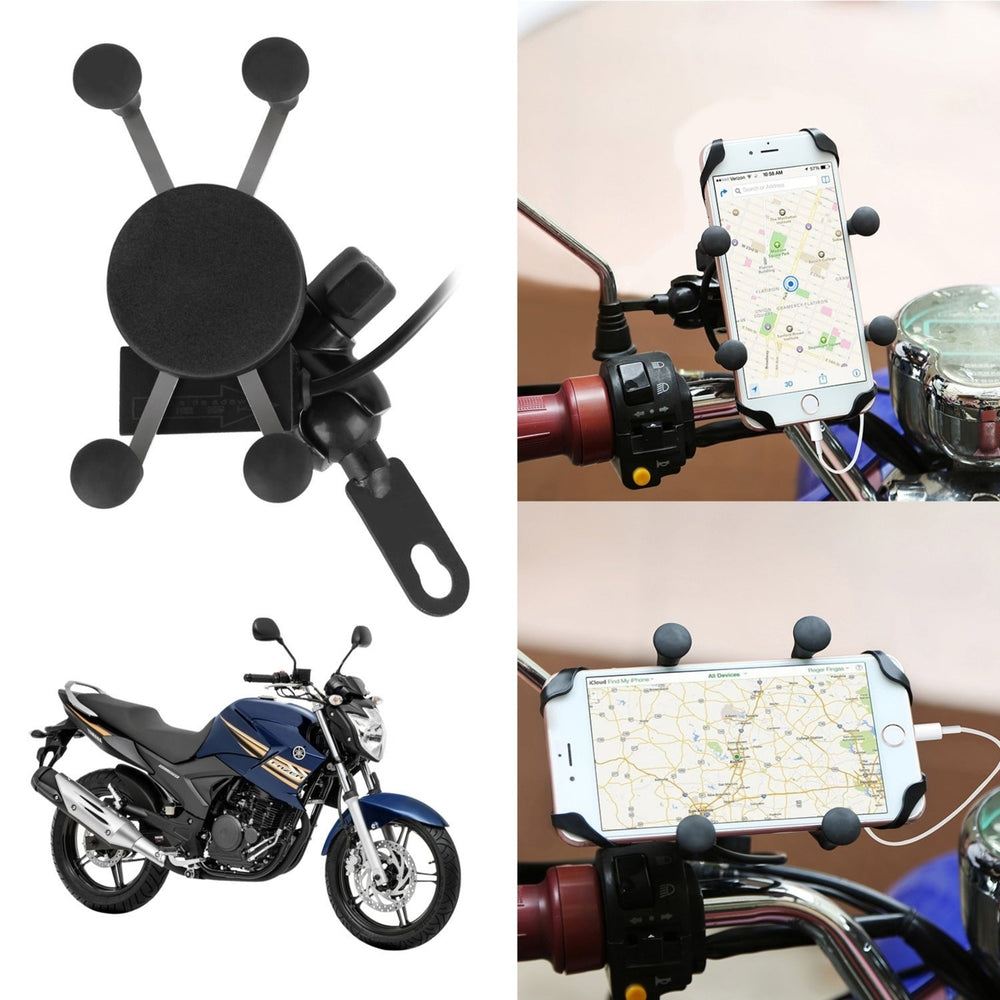 Motorcycle Handlebar Mount Holder with USB Charger for Cellphones Image 2