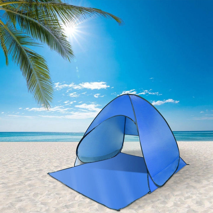 Pop Up Beach Tent Sun Shade Shelter Anti UV Automatic Waterproof Tent Canopy for 2 to 3 Man with Net Window Storage Bag Image 1