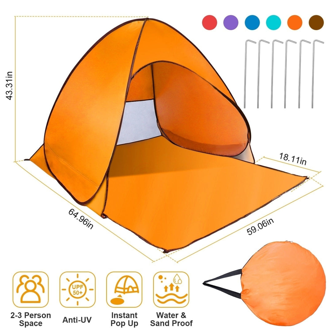 Pop Up Beach Tent Sun Shade Shelter Anti UV Automatic Waterproof Tent Canopy for 2 to 3 Man with Net Window Storage Bag Image 4