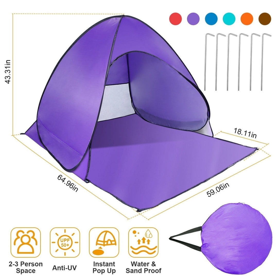 Pop Up Beach Tent Sun Shade Shelter Anti UV Automatic Waterproof Tent Canopy for 2 to 3 Man with Net Window Storage Bag Image 6