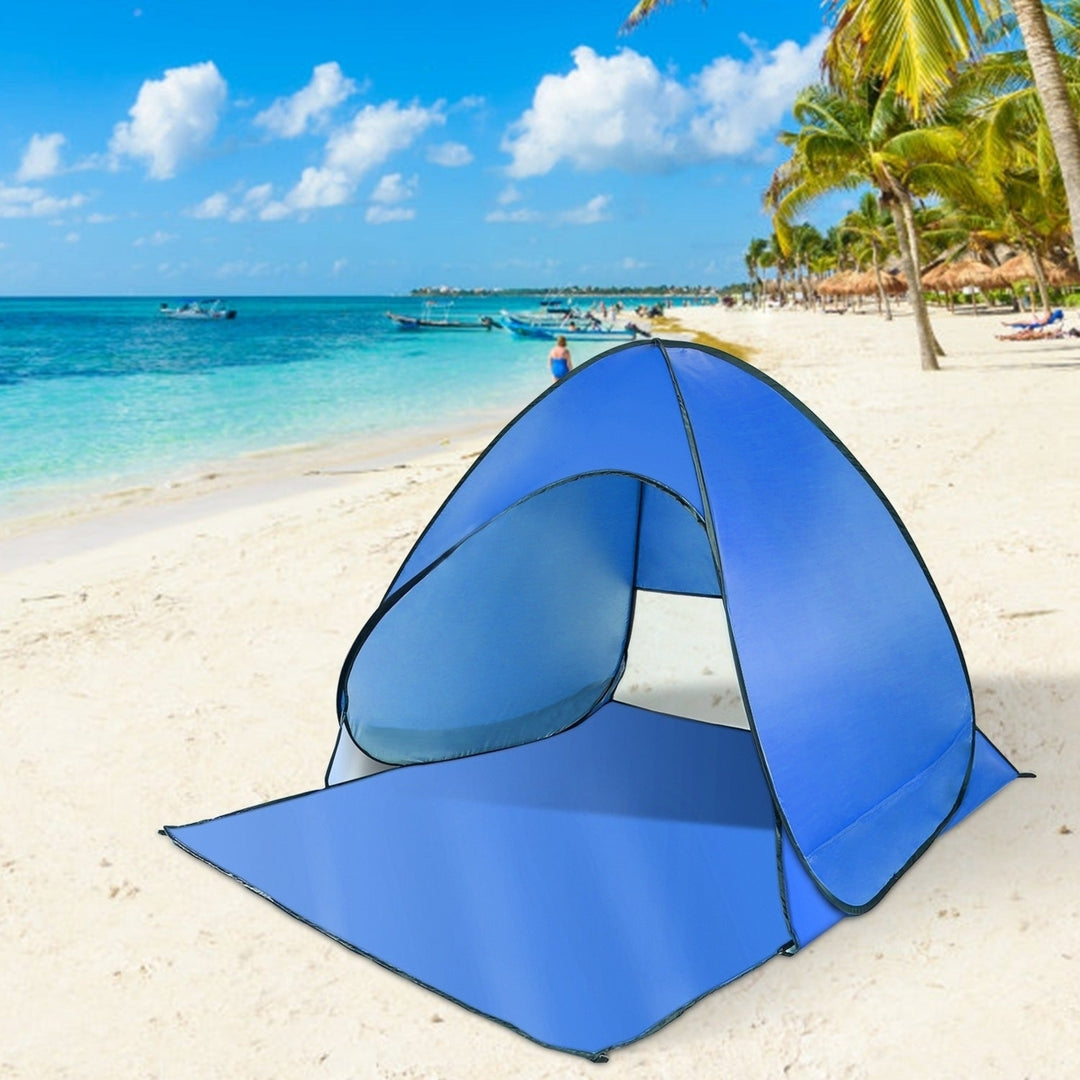 Pop Up Beach Tent Sun Shade Shelter Anti UV Automatic Waterproof Tent Canopy for 2 to 3 Man with Net Window Storage Bag Image 7