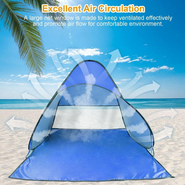 Pop Up Beach Tent Sun Shade Shelter Anti UV Automatic Waterproof Tent Canopy for 2 to 3 Man with Net Window Storage Bag Image 9