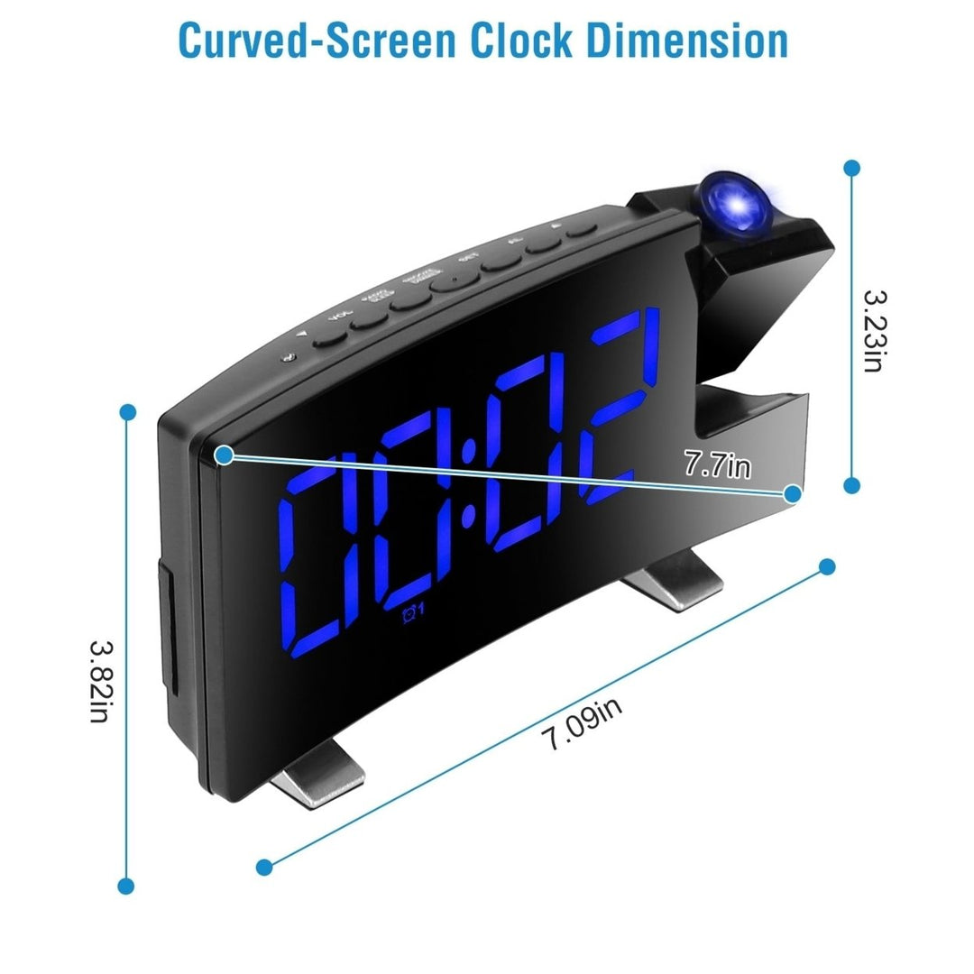 Projection Alarm Clock with Radio Function 7.7In Curved Screen LED Digital Alarm Clock with Dual Alarms 4 Dimmer 12 24 Image 10