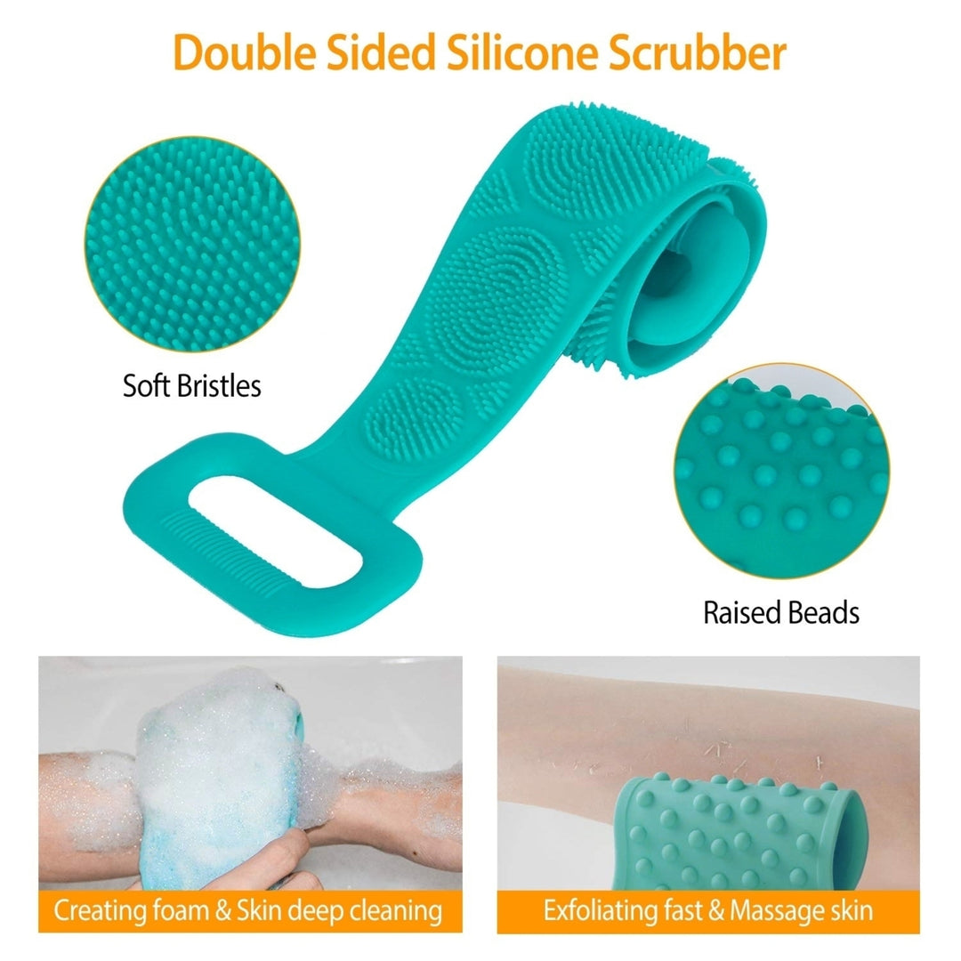 Back Scrubber Belt For Shower Exfoliating Foaming Body Wash Strap Brush Bristles Massage Dots Image 8