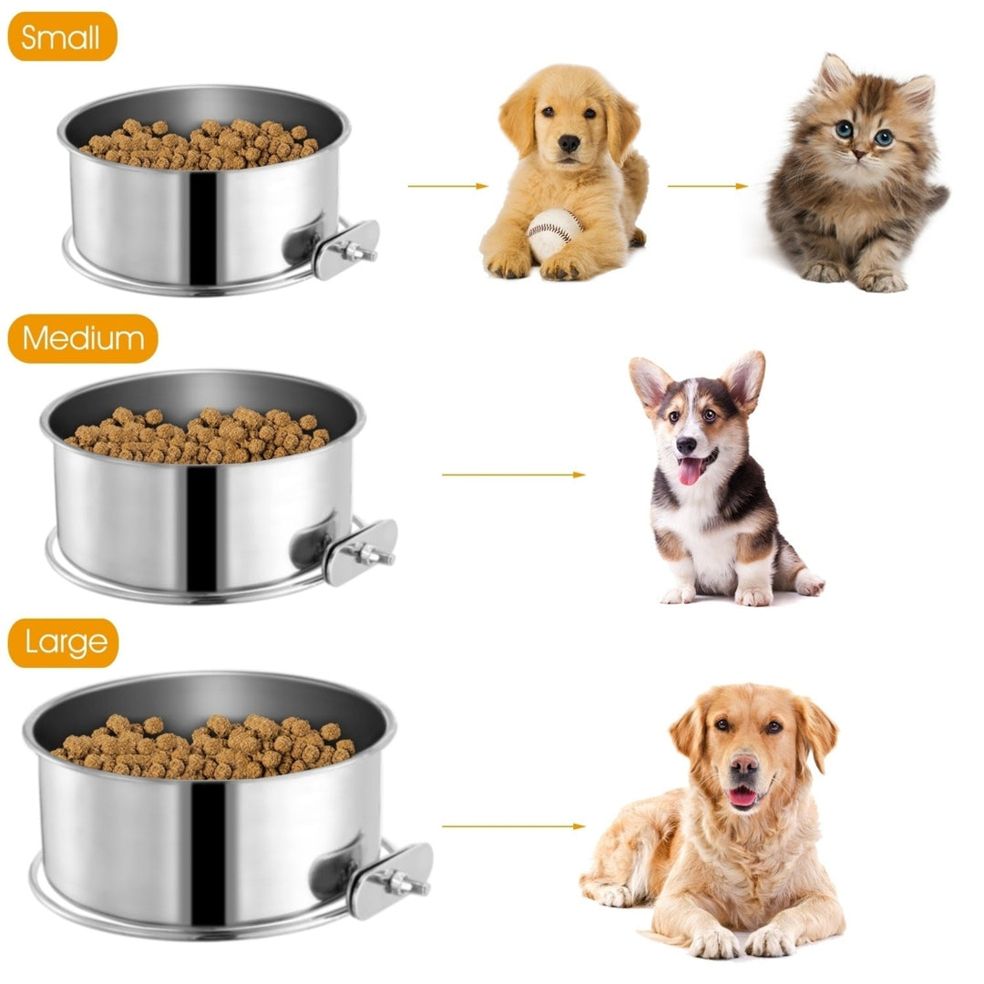 Stainless Steel Dog Bowl Pets Hanging Food Bowl Detachable Pet Cage Food Water Bowl with Clamp Holder Image 4