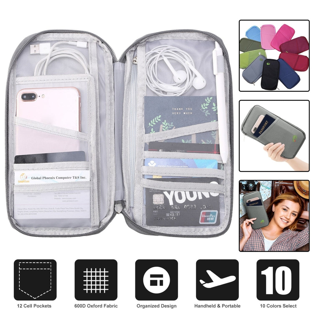 Travel Passport Wallet 12Cells Ticket ID Credit Card Holder Water Repellent Documents Phone Organizer Image 2