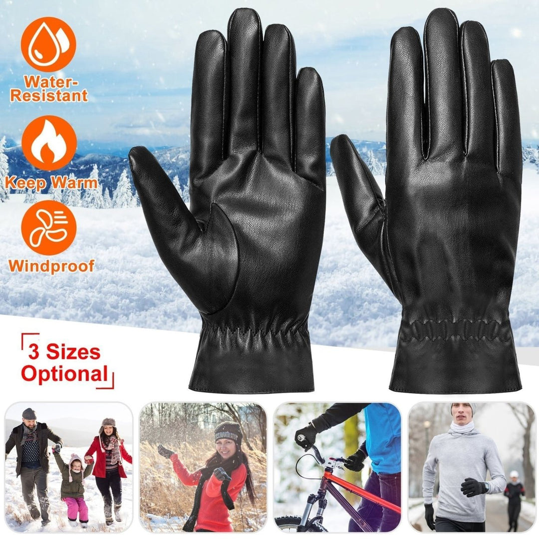 Unisex Leather Winter Warm Gloves Outdoor Windproof Soft Gloves Cycling Skiing Running Cold Winter Gloves Image 1