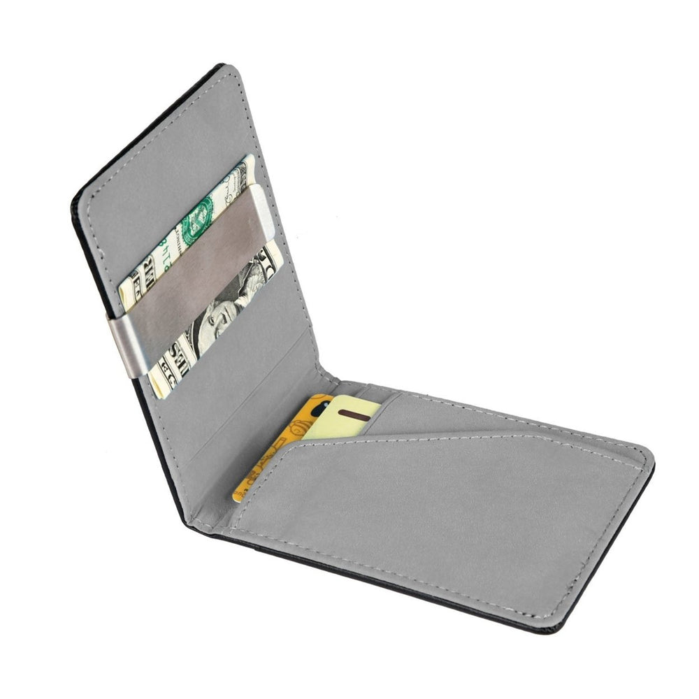 Unisex PU Leather Wallet RFID Blocking Slim Bifold Credit Card Holder with Money Clip Image 2