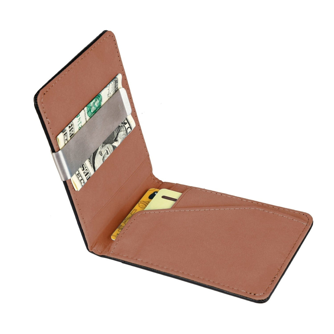 Unisex PU Leather Wallet RFID Blocking Slim Bifold Credit Card Holder with Money Clip Image 3