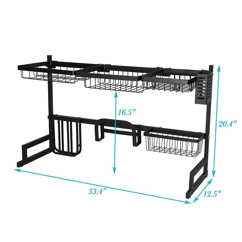 Over The Sink Dish Drying Rack Stainless Steel Kitchen Supplies Storage Shelf Drainer Organizer 35" x 12.2" x 20.4" Image 2