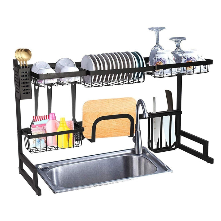 Over The Sink Dish Drying Rack Stainless Steel Kitchen Supplies Storage Shelf Drainer Organizer 35" x 12.2" x 20.4" Image 3