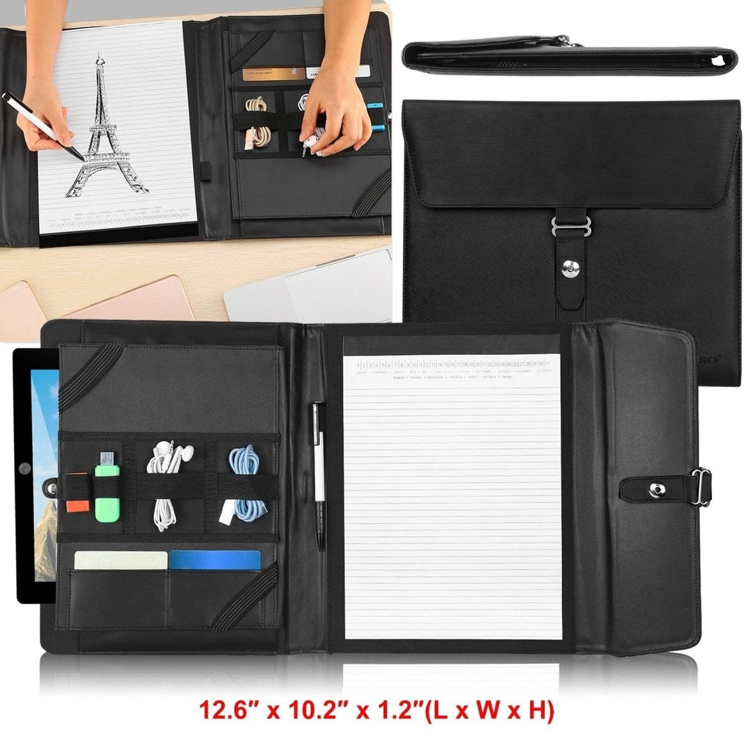 Padfolio Portfolio Folder Business Document Organizer PU Leather Padfolio Holder Case Image 2