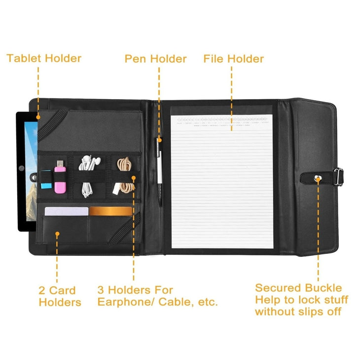 Padfolio Portfolio Folder Business Document Organizer PU Leather Padfolio Holder Case Image 4