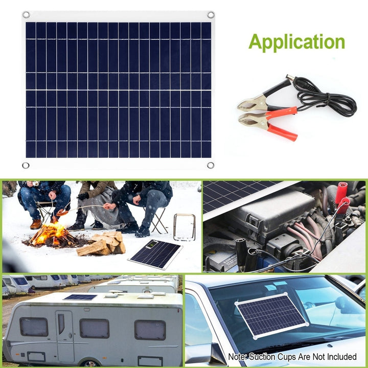 Outdoor Solar Panel 12V 25W Car Battery Charger IP68 Waterproof with 3.0A Dual USB Charging Clip Line Image 11