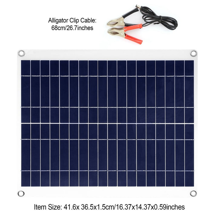 Outdoor Solar Panel 12V 25W Car Battery Charger IP68 Waterproof with 3.0A Dual USB Charging Clip Line Image 12