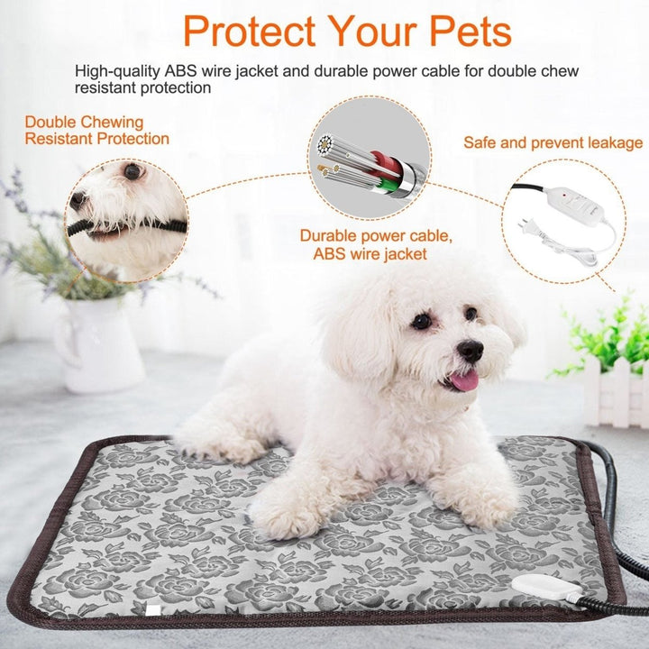 Pet Heating Pad Dog Cat Electric Heating Mat Waterproof Adjustable Warming Blanket Image 4