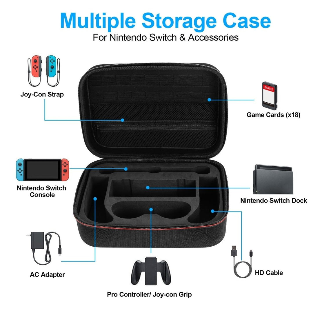 Portable Deluxe Carrying Case for Nintendo Switch Protected Travel Case with Rubberized Handle Shoulder Strap Image 4