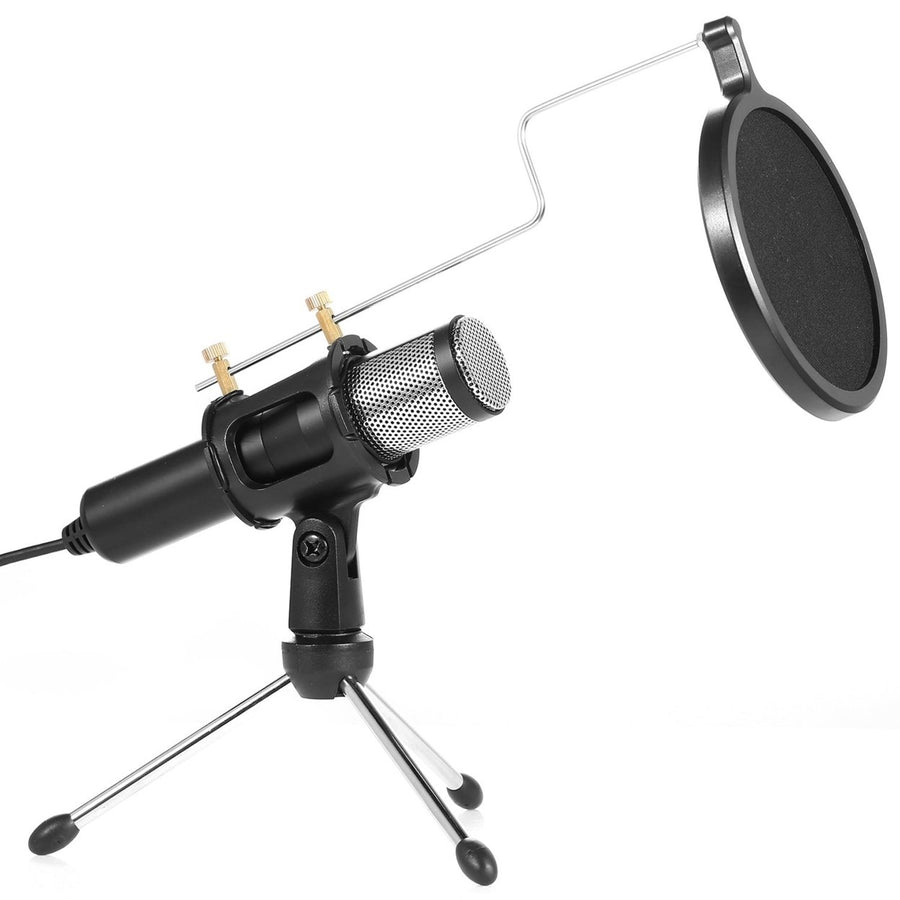 Professional Condenser Microphone Studio Recording Cardioid Microphone with 180 Degree Tripods Pop Filter Image 1