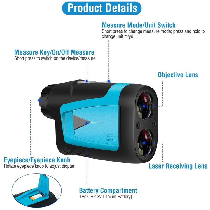 Professional Precision Laser Golf Rangefinder 656Yard 6X Magnification Distance Angle Speed Measurement Image 7