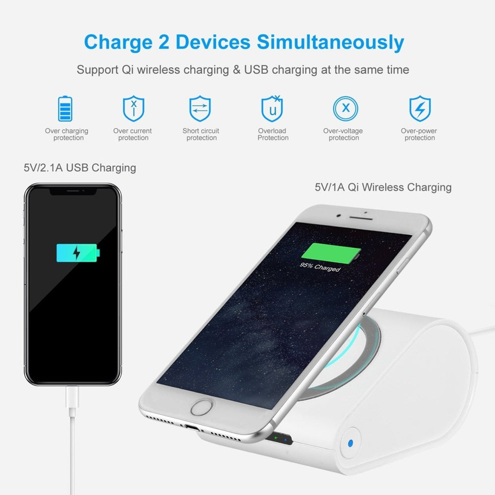 Qi Wireless Charger 10400mAh Power Bank 5W Wireless Charger Pad 2.1A USB Charge Port Portable Battery Charger Image 2