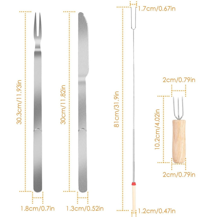 Stainless Steel Roasting Sticks Set 31.9in Extendable Telescoping Marshmallow Hot Dog Fork Skewers Set Image 7