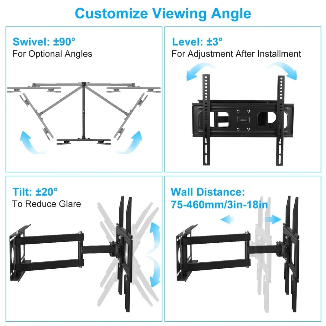 TV Wall Mount Swivel Tilt Full-Motion Articulating Wall Rack For 32in-55in TVs 99lbs Max Bearing Image 3