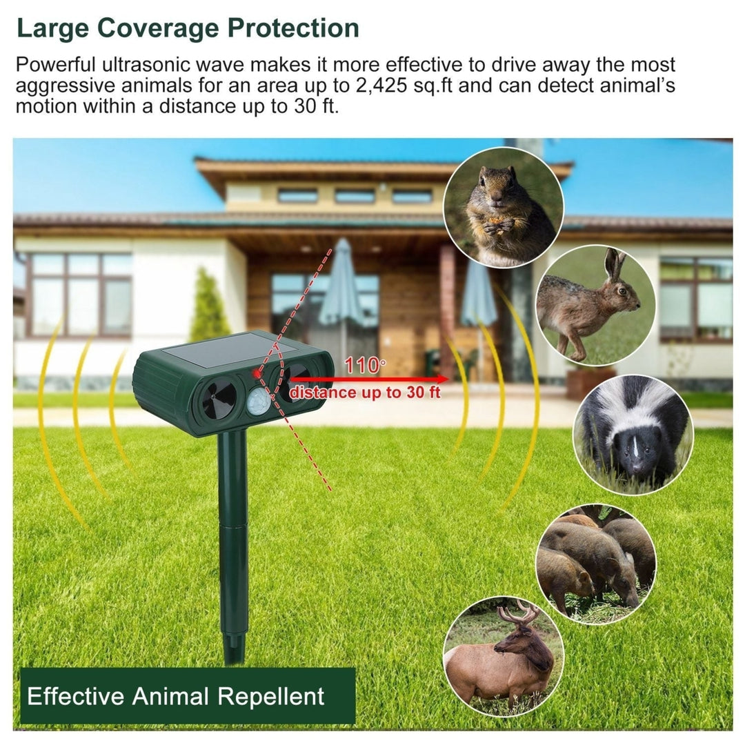 Ultrasonic Animal Repeller Solar Powered Motion Sensor Repellent IPX4 Waterproof Outdoor For Farm Garden Yard Repelling Image 4