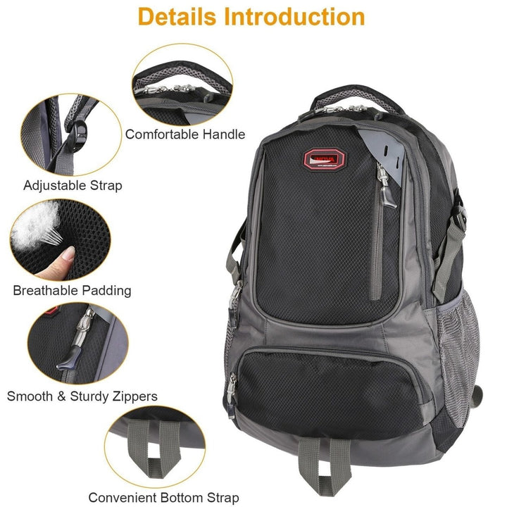 Unisex School Backpack Casual Travel Shoulder Bag With Adjustable Straps Dual-Water Bottle Pouch Image 3