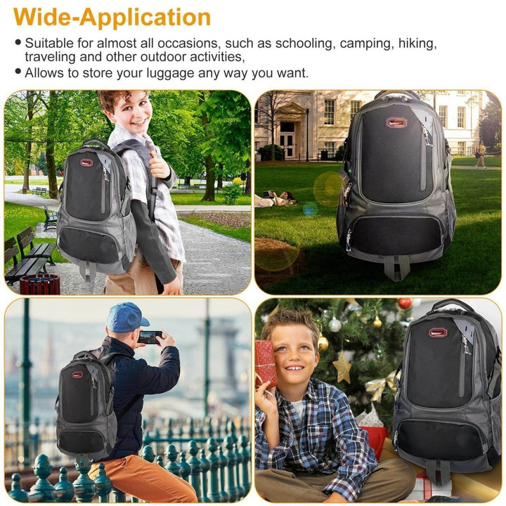 Unisex School Backpack Casual Travel Shoulder Bag With Adjustable Straps Dual-Water Bottle Pouch Image 4