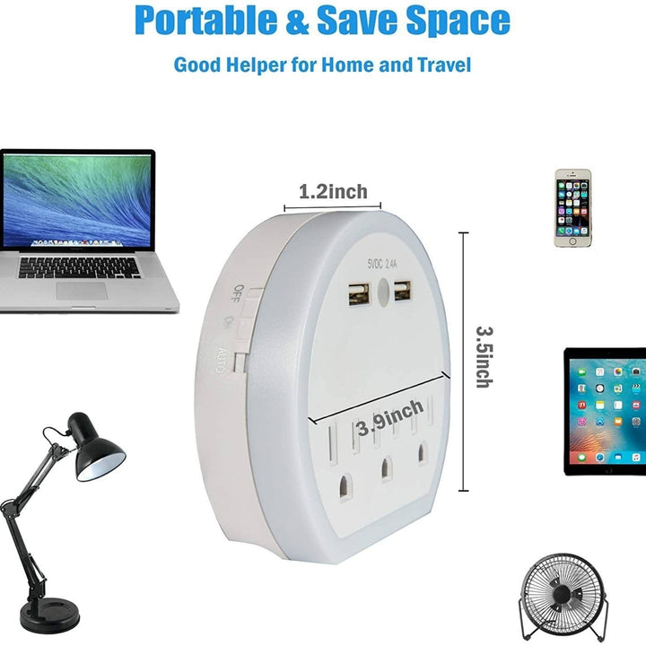 USB Wall Outlet Extender Surge Protector Wall Outlet Plug with 3 Outlet and 2 USB Port Image 4
