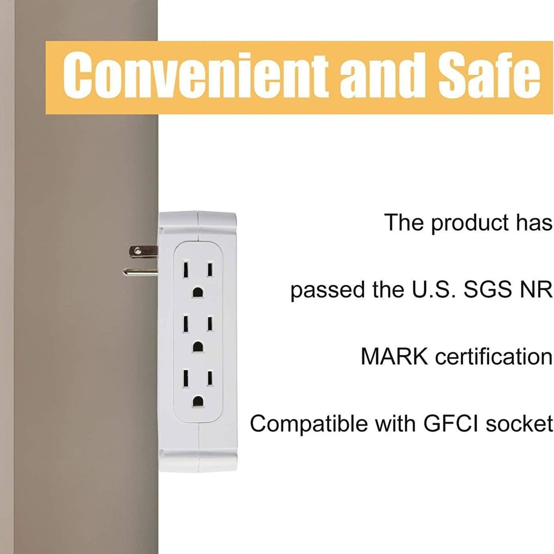 Wall Outlet Extender 2 Pack Surge Protector 15 A Multifunctional Outlet Wall Plug with USB Ports 6 AC Outlets Image 3