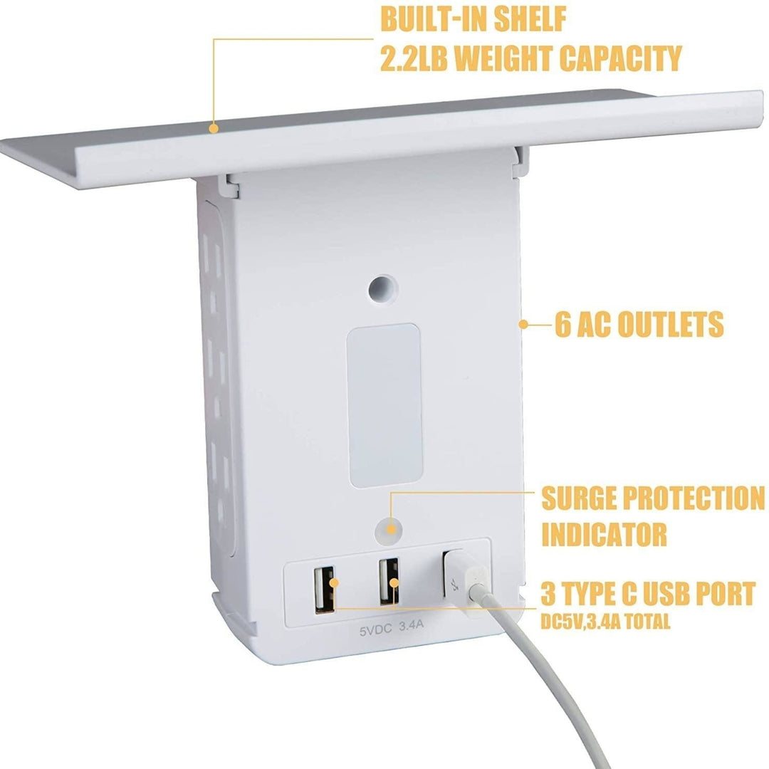 Wall Outlet Extender 2 Pack Surge Protector 15 A Multifunctional Outlet Wall Plug with USB Ports 6 AC Outlets Image 4