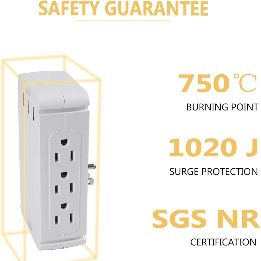 Wall Outlet Extender 2 Pack Surge Protector Multifunctional Outlet Wall Plug with 3 USB Ports 8 AC Outlets Image 4