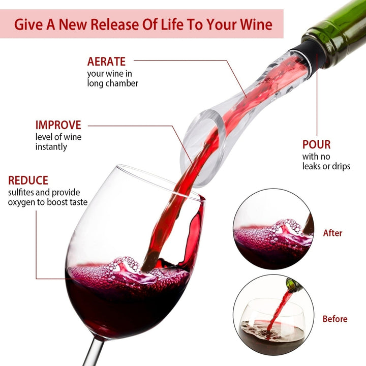 Wine Aerator Pourer Spout Decanter Spout Attachable In-Bottle Wine Drip Stopper Image 2