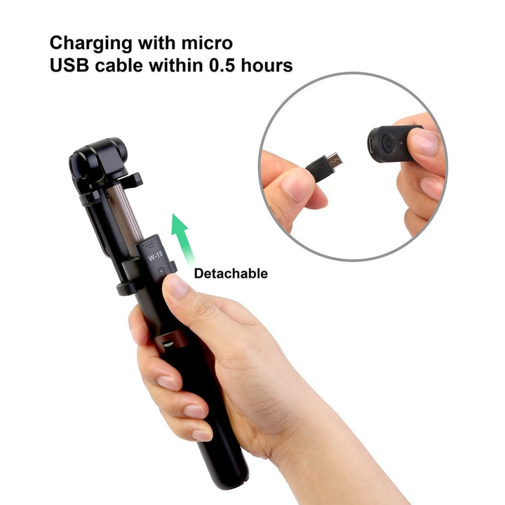 Wireless Selfie Stick Extendable Phone Camera Stick Tripod with Detachable Rechargeable Remote Shutter Image 10